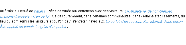 Définition parloir ACAD 1986