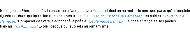 Définition parnasse ACAD 1932