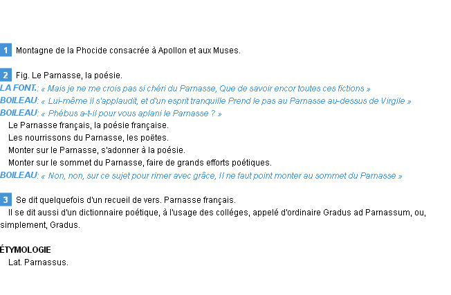 Définition parnasse Emile Littré
