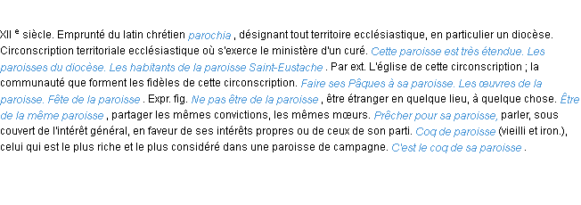 Définition paroisse ACAD 1986