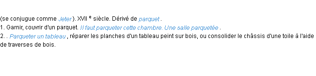 Définition parqueter ACAD 1986