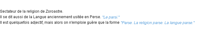 Définition parsi ou parse ACAD 1932