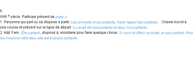 Définition partant ACAD 1986