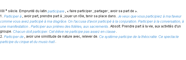 Définition participer ACAD 1986