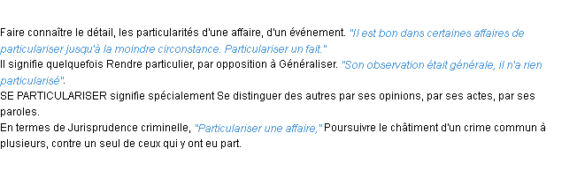 Définition particulariser ACAD 1932