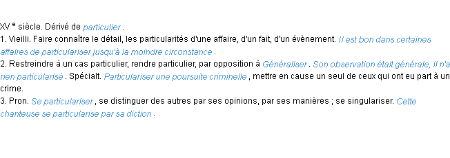 Définition particulariser ACAD 1986