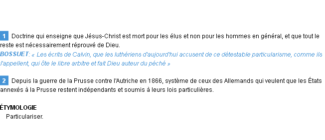 Définition particularisme Emile Littré