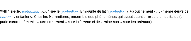 Définition parturition ACAD 1986