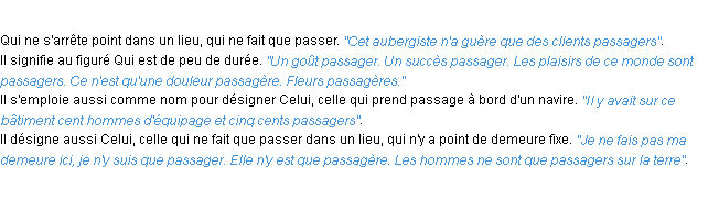 Définition passager ACAD 1932