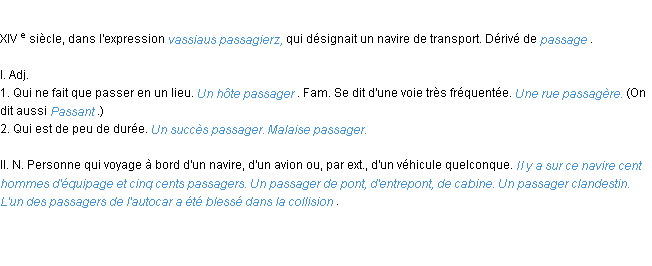 Définition passager ACAD 1986