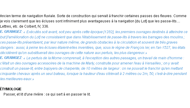 Définition passe-lit Emile Littré