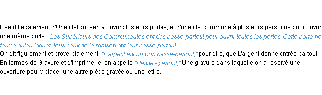 Définition passe-partout ACAD 1798