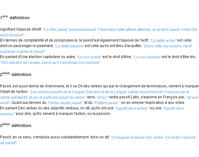 Définition passif ACAD 1798