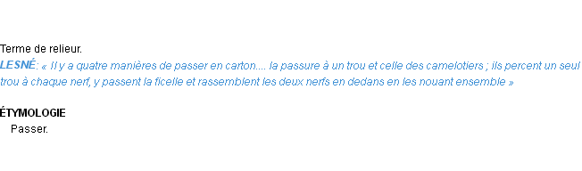 Définition passure Emile Littré