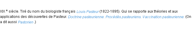 Définition pasteurien ACAD 1986