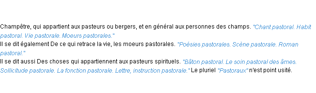 Définition pastoral ACAD 1835