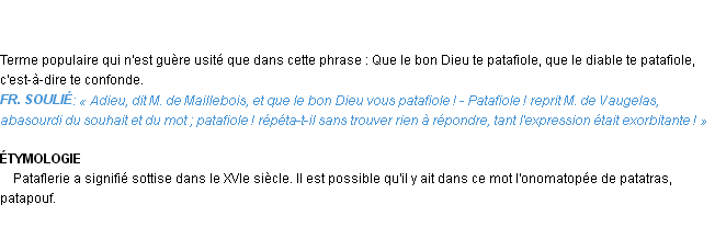 Définition patafioler Emile Littré