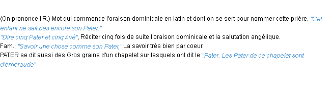 Définition pater ACAD 1932