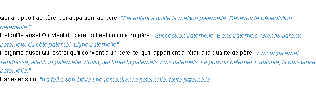 Définition paternel ACAD 1932