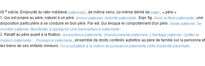 Définition paternel ACAD 1986