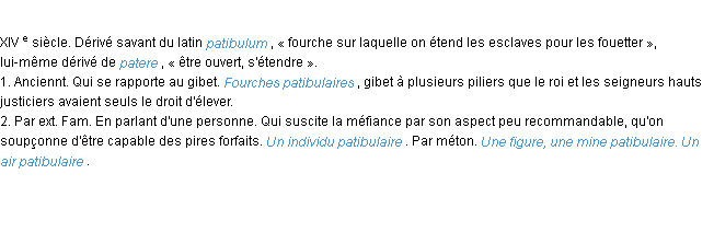 Définition patibulaire ACAD 1986