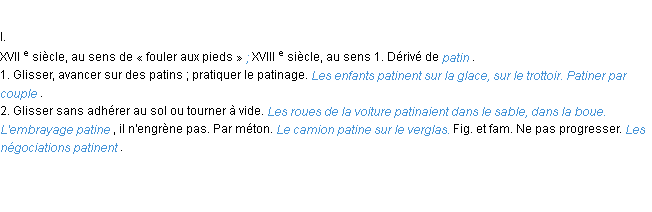 Définition patiner ACAD 1986