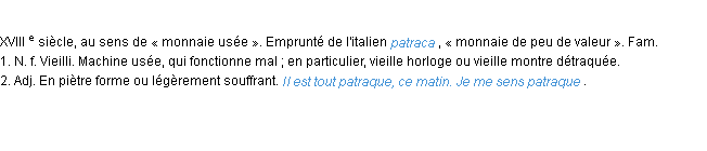 Définition patraque ACAD 1986