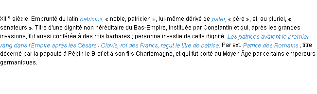 Définition patrice ACAD 1986