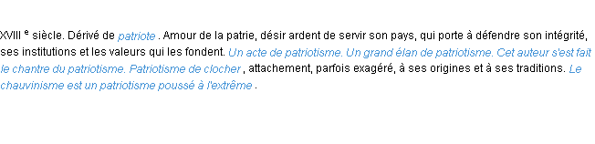 Définition patriotisme ACAD 1986