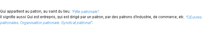 Définition patronal ACAD 1932