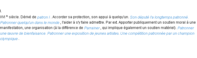 Définition patronner ACAD 1986