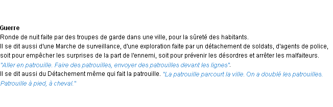 Définition patrouille ACAD 1932