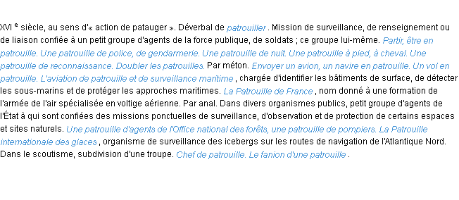 Définition patrouille ACAD 1986