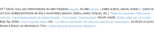 Définition paver ACAD 1986