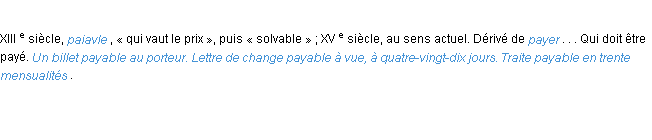 Définition payable ACAD 1986