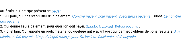 Définition payant ACAD 1986