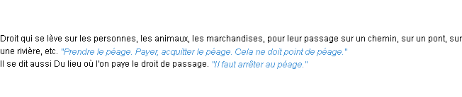 Définition péage ACAD 1835