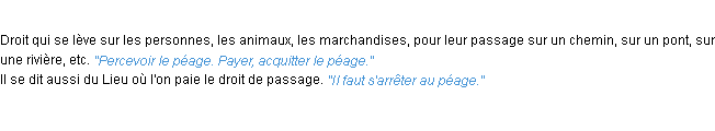 Définition péage ACAD 1932