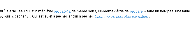 Définition peccable ACAD 1986