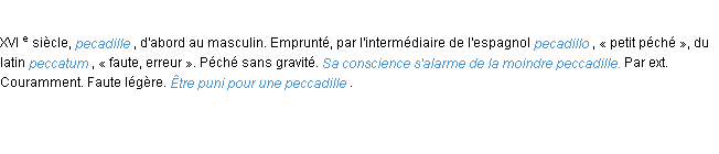 Définition peccadille ACAD 1986