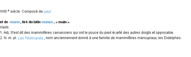 Définition pédimane ACAD 1986