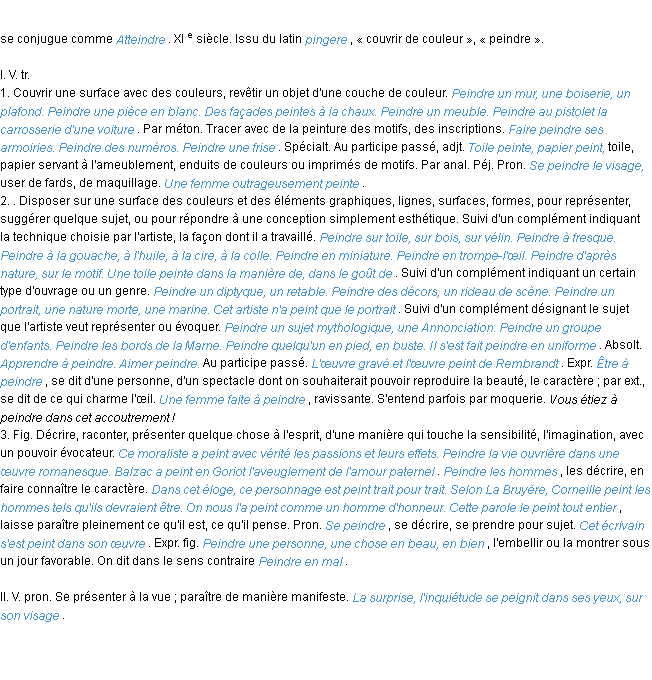 Définition peindre ACAD 1986