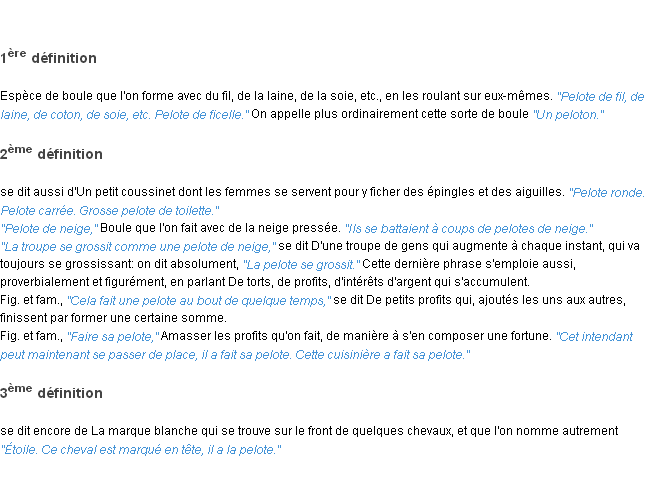 Définition pelote ACAD 1835