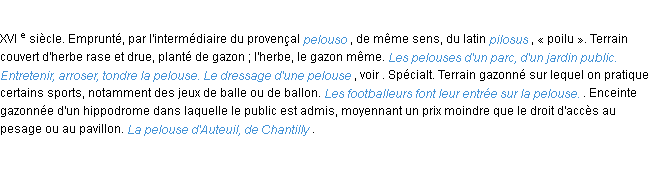 Définition pelouse ACAD 1986