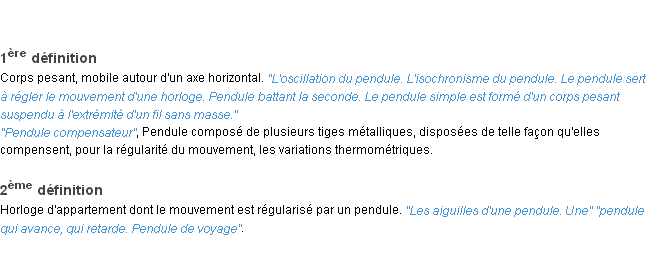 Définition pendule ACAD 1932