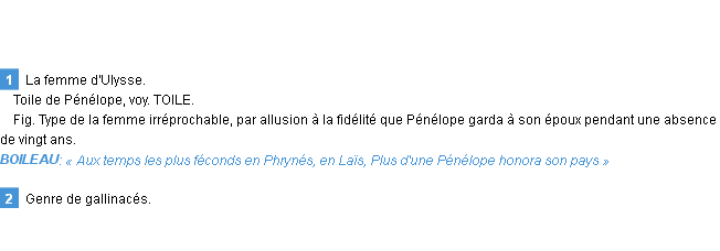Définition pénélope Emile Littré
