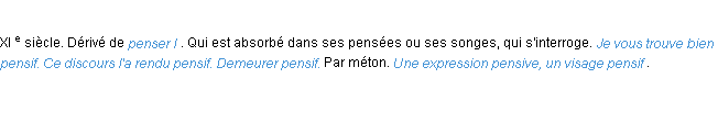 Définition pensif ACAD 1986