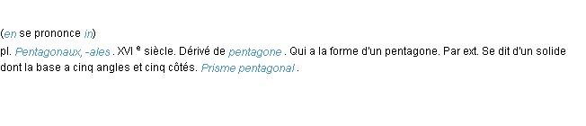 Définition pentagonal ACAD 1986