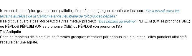 Définition pépite ACAD 1932
