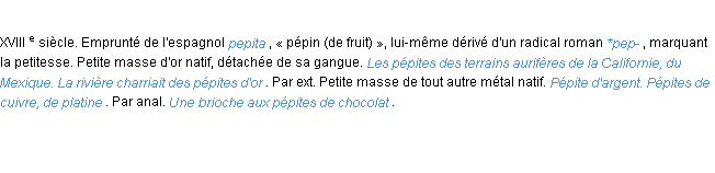 Définition pépite ACAD 1986